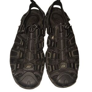 Skechers Mens Journeyman Sport Sandals Black Bungee Cord Lace Up Size 10